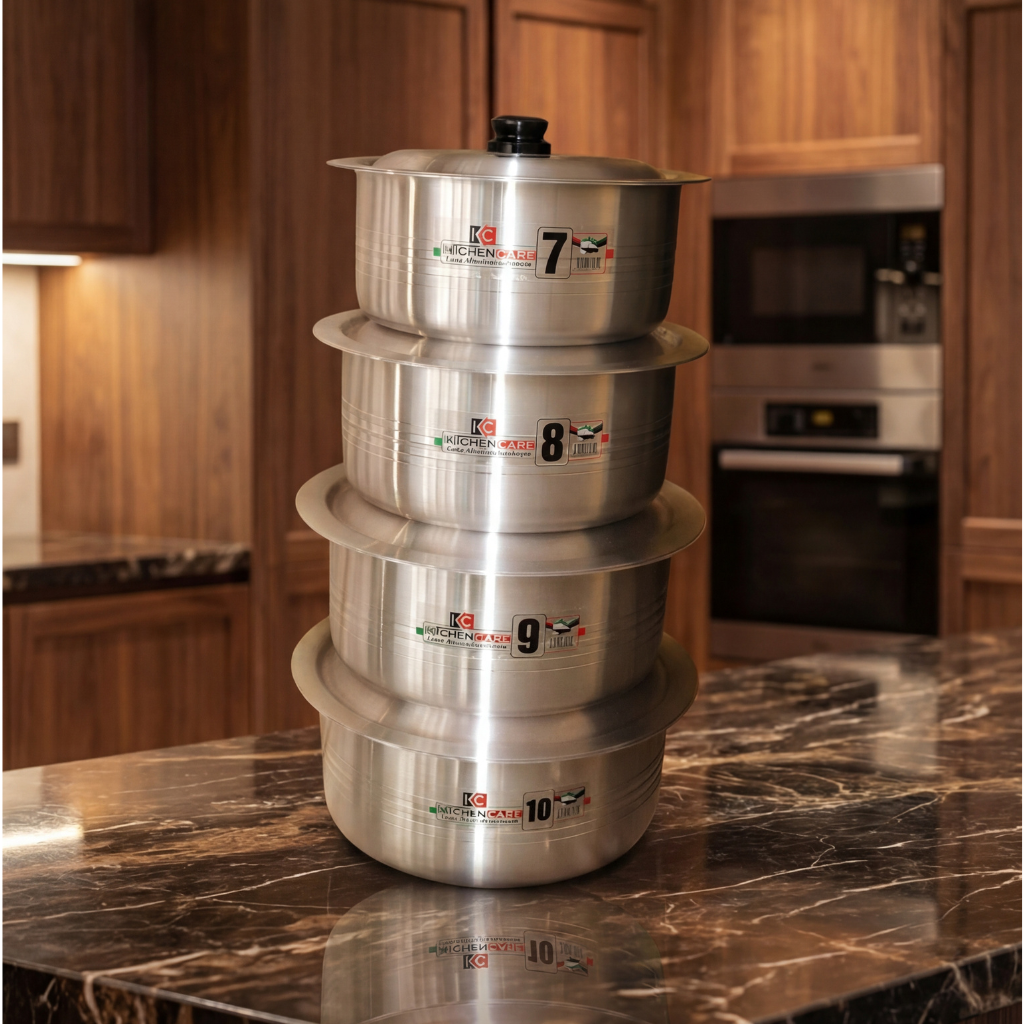 Kitchen care Pot - Salwano 8 pcs Aluminum Metal Finish Set (7x10)