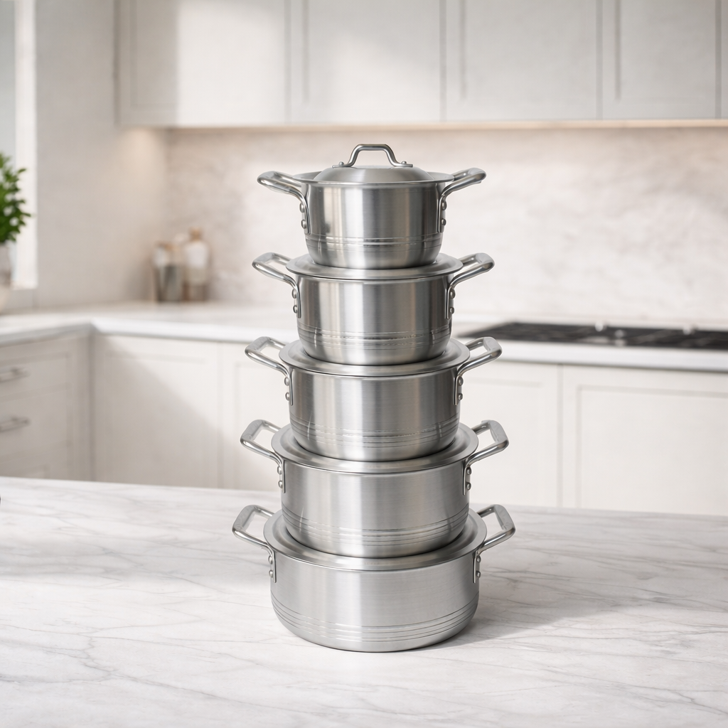 AR Cookware Royal Jadeed Set (1-5) - 10 Pieces Metal Finish Set